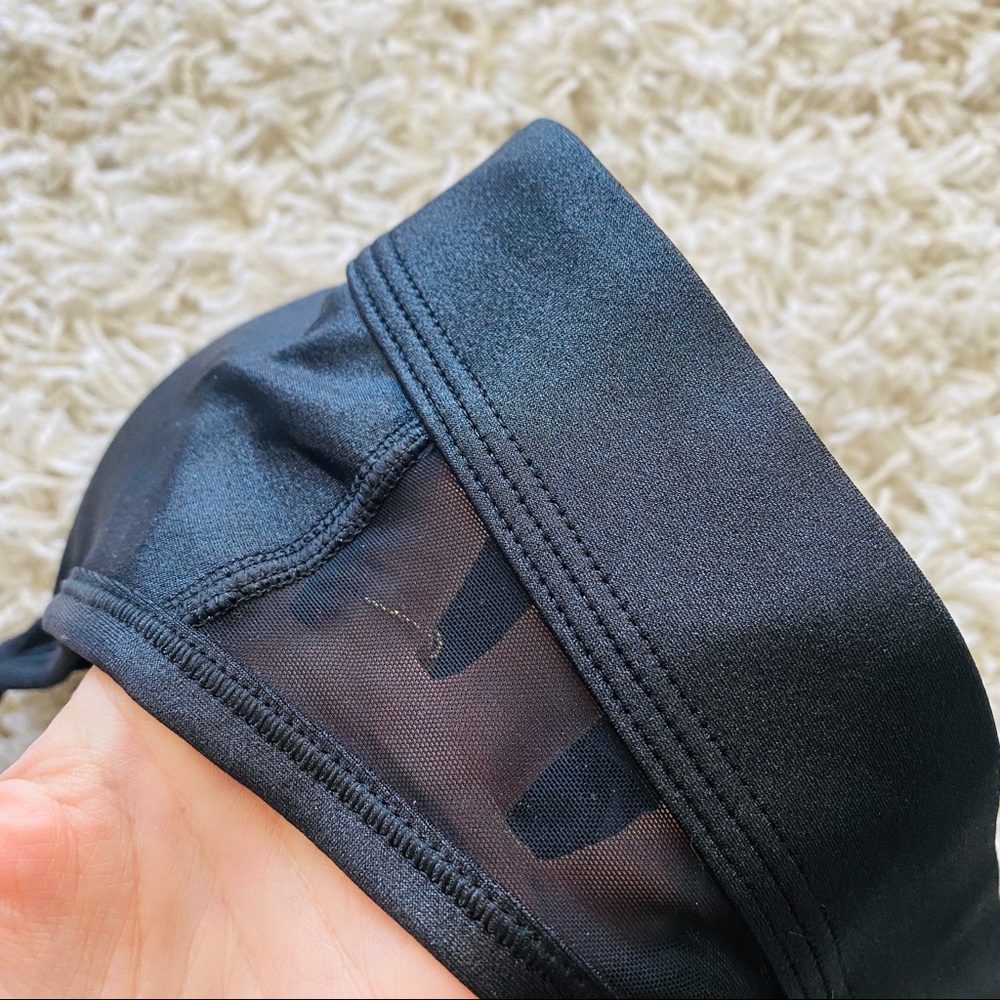 NIKE black shiny strappy mesh panel athletic fitness yoga sports bra S - Picture 2 of 6